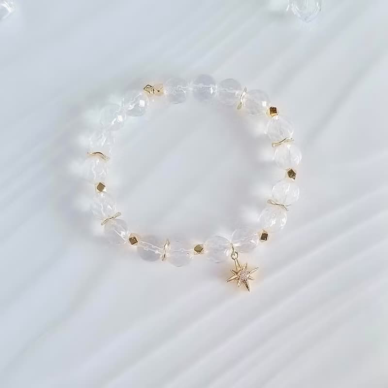 白水晶芒星吊墜靈氣手鍊 | 淨化負能量 強化氣場 舒緩焦慮 專注力