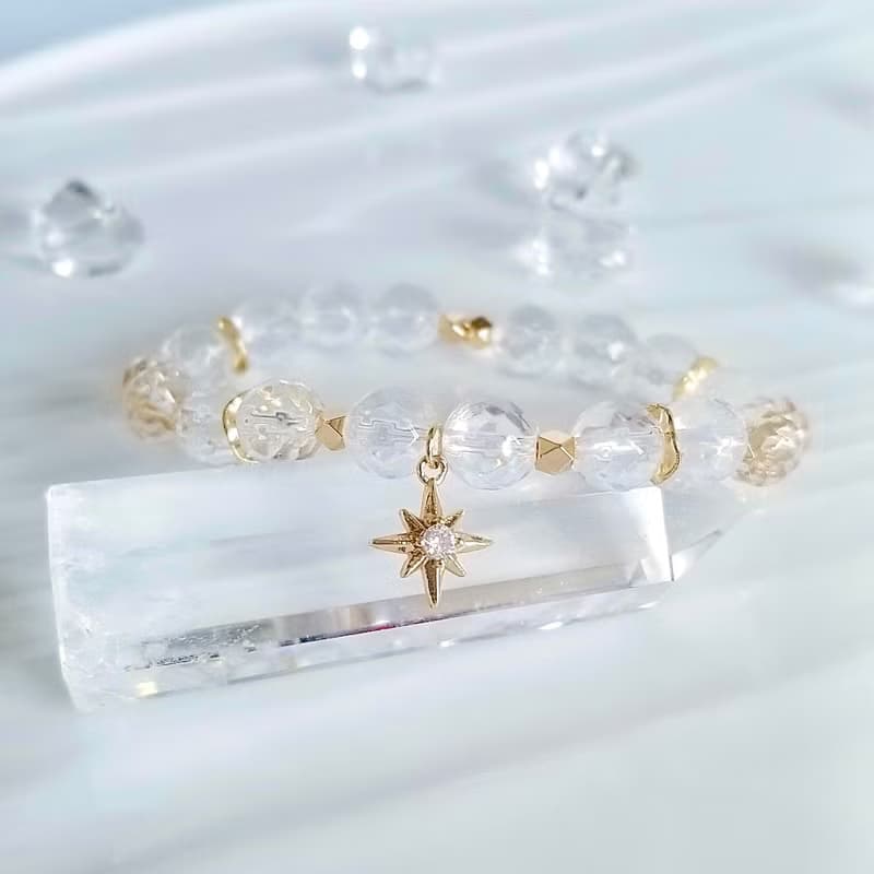 白水晶芒星吊墜靈氣手鍊 | 淨化負能量 強化氣場 舒緩焦慮 專注力