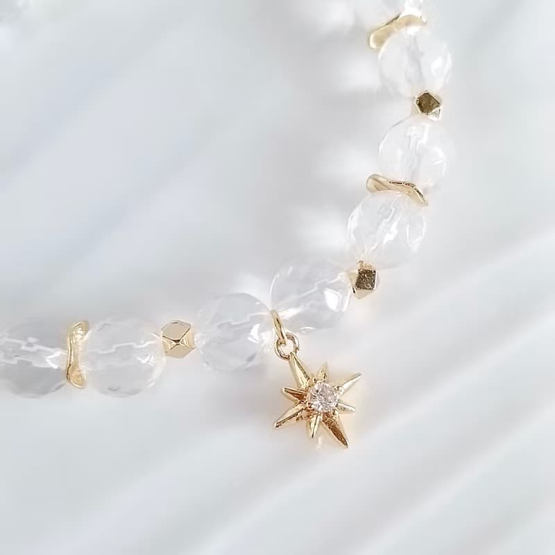 白水晶芒星吊墜靈氣手鍊 | 淨化負能量 強化氣場 舒緩焦慮 專注力