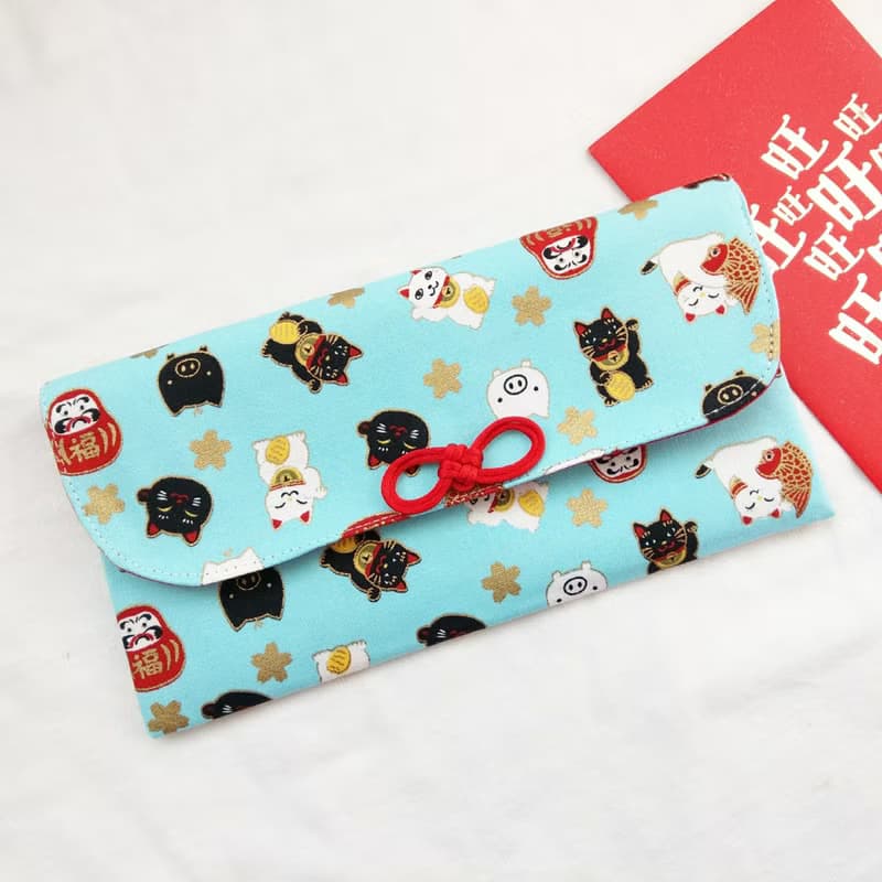 免費繡名字。招財金豬-2色可選。布紅包袋 / 口罩收納袋