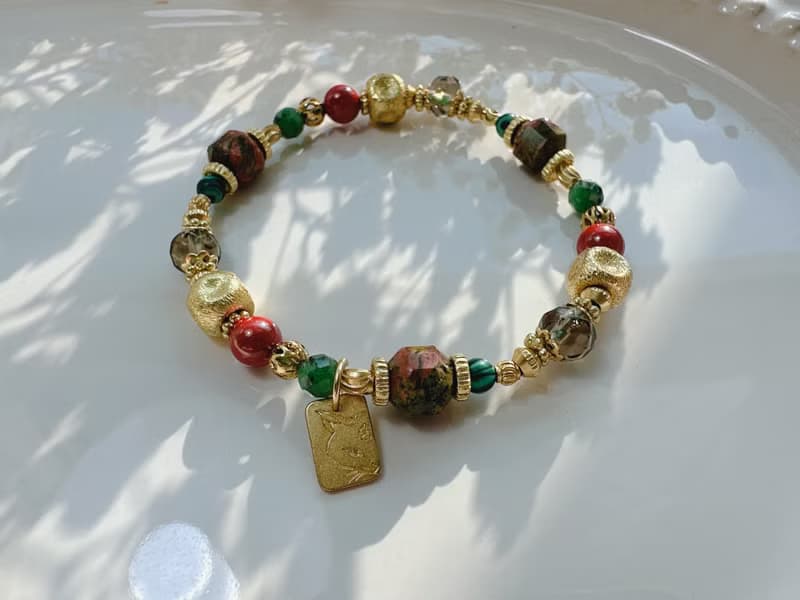 -聖誕花圈-天然水晶黃銅手鍊