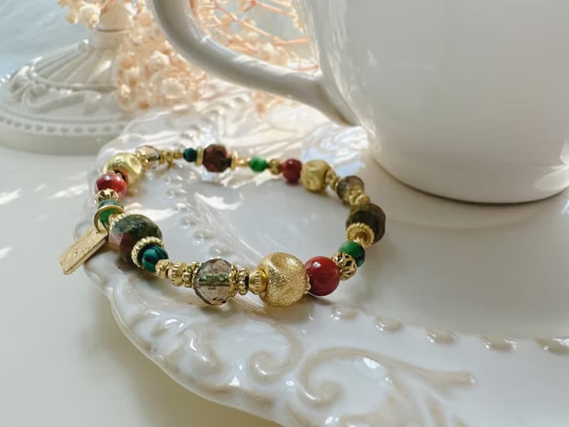 -聖誕花圈-天然水晶黃銅手鍊