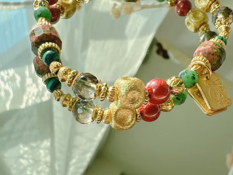 -聖誕花圈-天然水晶黃銅手鍊