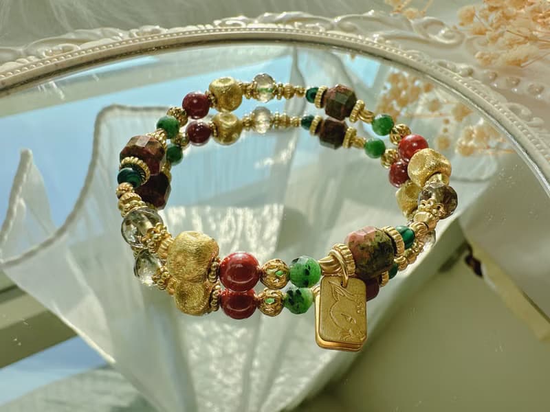 -聖誕花圈-天然水晶黃銅手鍊