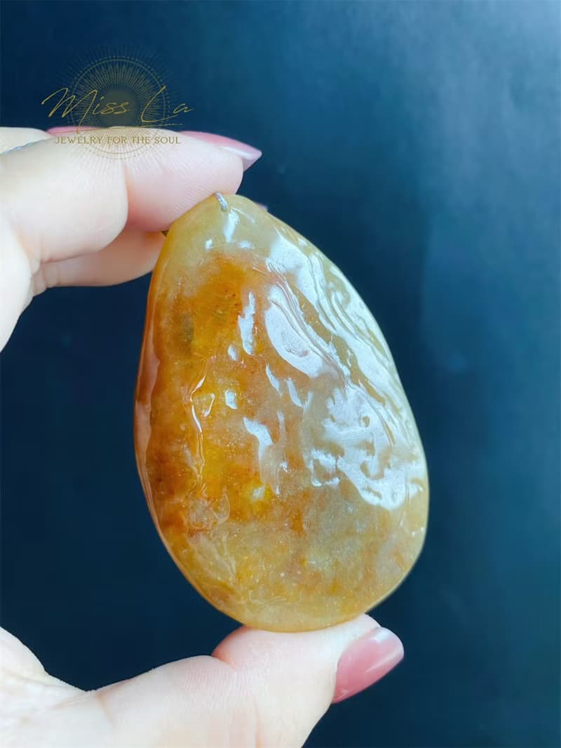 天然緬甸玉翡翠 黃翡 手工雕 禪 悟道 隨行 項鍊 翡翠原皮 禮物