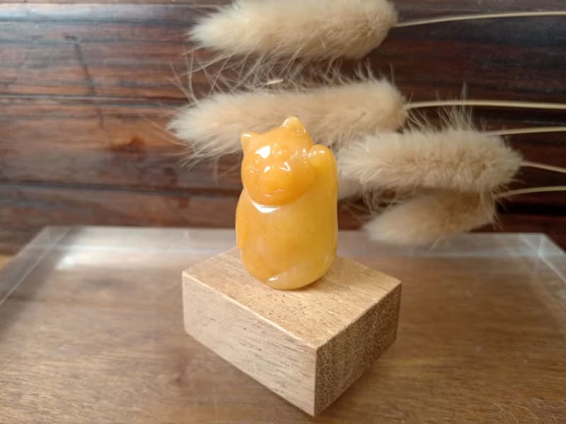 【訂做】招財貓 動物擺飾 天然玉礦石手工雕刻|新年禮物