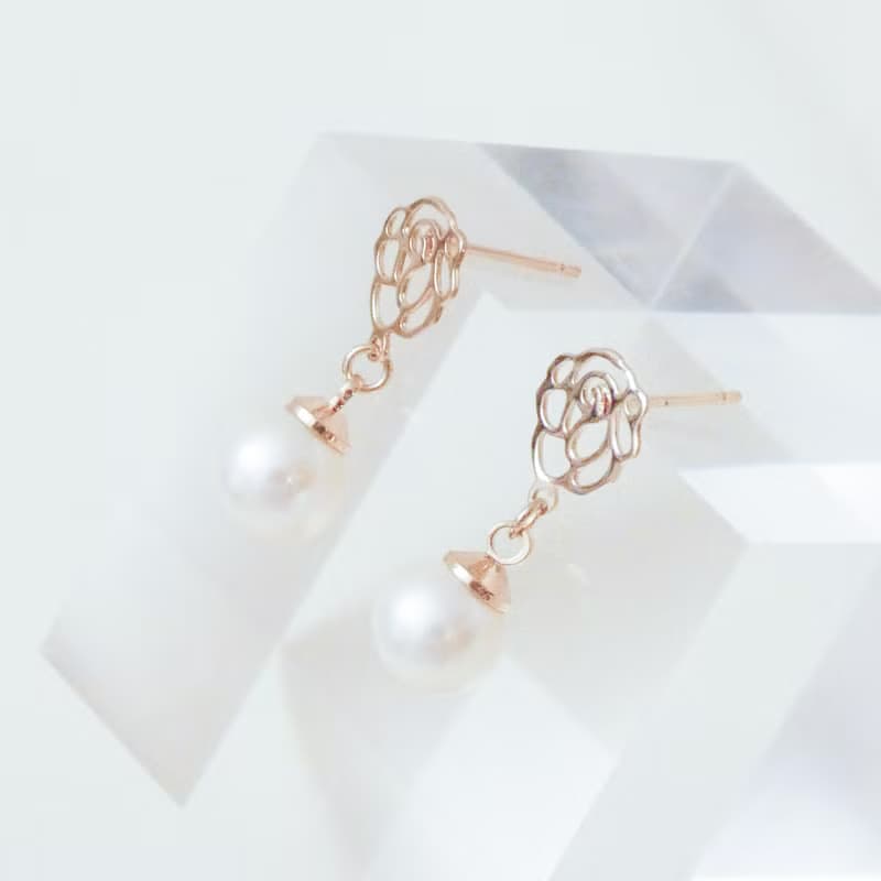 【快速出貨】La Rose 天然淡水養殖珍珠耳環 8mm珍珠 經典玫瑰系