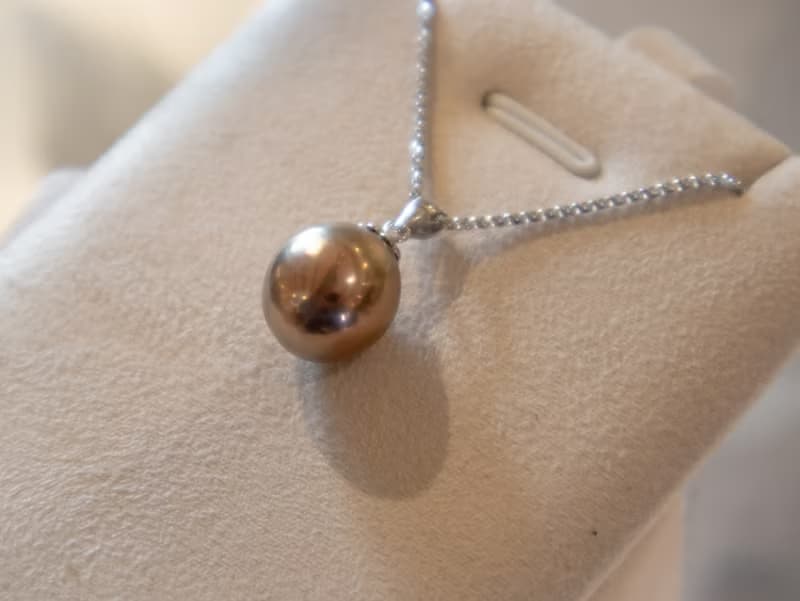 925純銀10.5-11mm 天然朱古力色淡水珍珠-項鍊