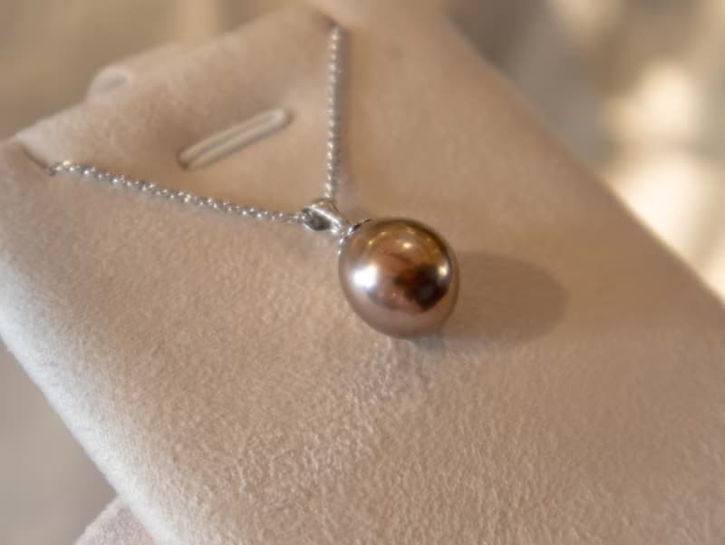 925純銀10.5-11mm 天然朱古力色淡水珍珠-項鍊