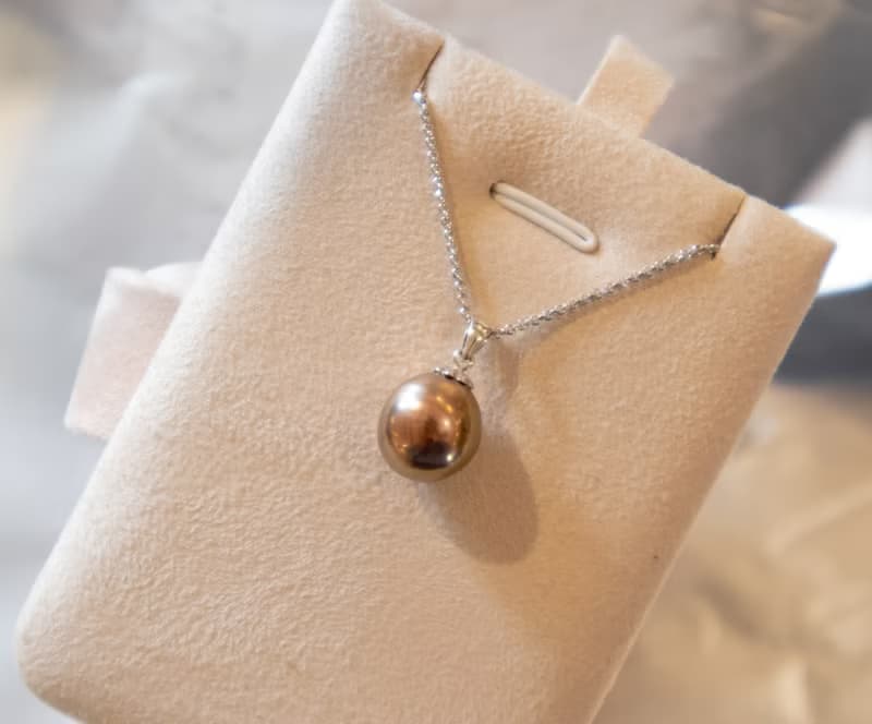 925純銀10.5-11mm 天然朱古力色淡水珍珠-項鍊