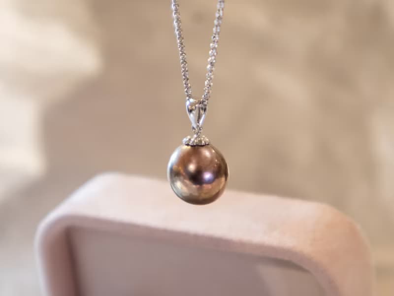 925純銀10.5-11mm 天然朱古力色淡水珍珠-項鍊