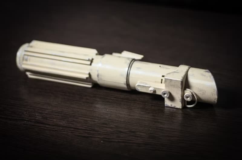 Wedding bouquet holder inspired by Darth Vader's lightsaber hilt