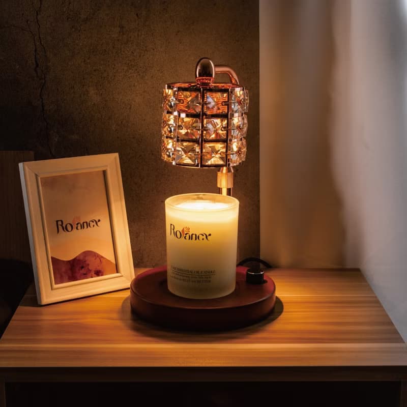 經典木座融蠟燈-水晶方鑽