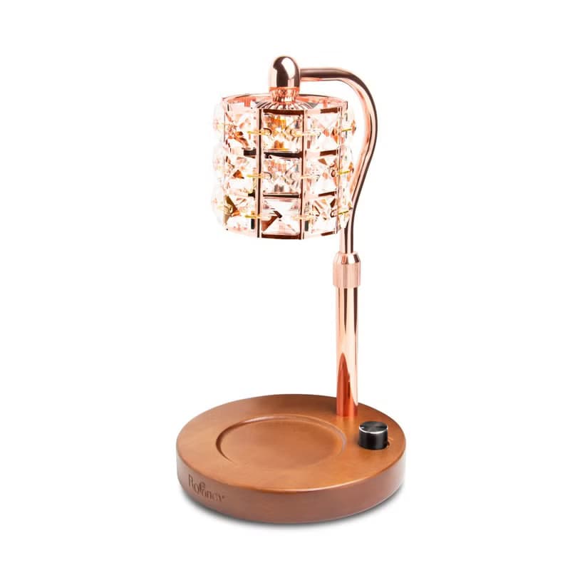 經典木座融蠟燈-水晶方鑽