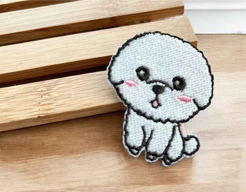 個人化全彩姓名刺繡行李飄帶-比熊