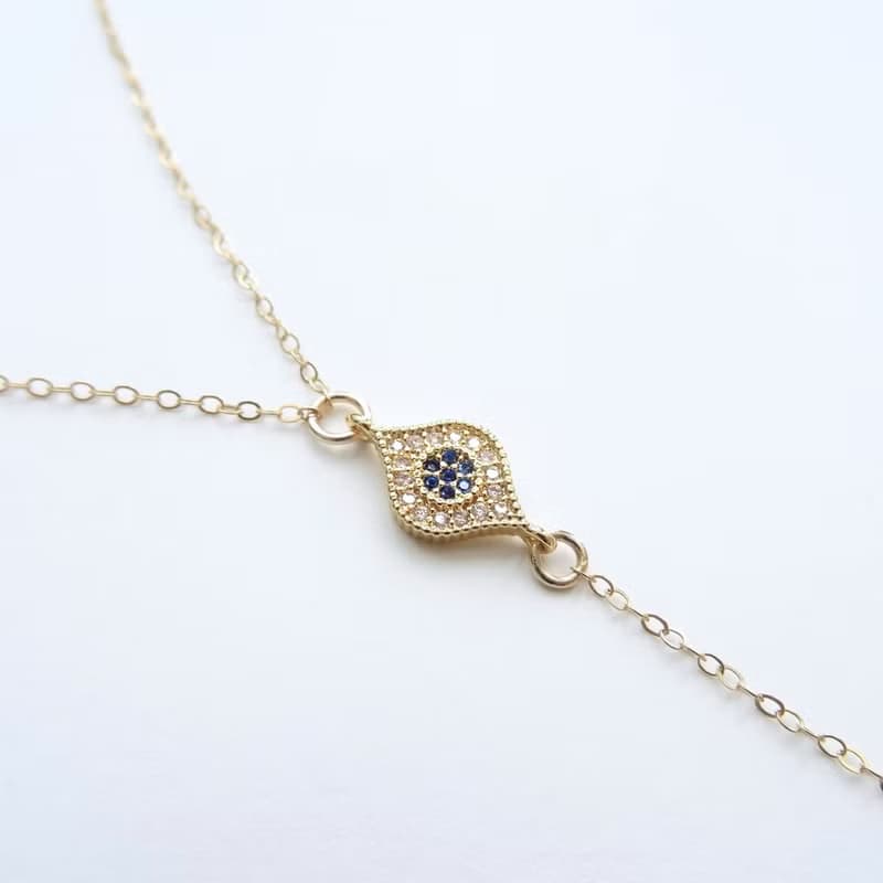 Evil Eye 鋯石 青金石 14K GF 包金項鍊 鎖骨鍊 Y字鍊 地中海之眼
