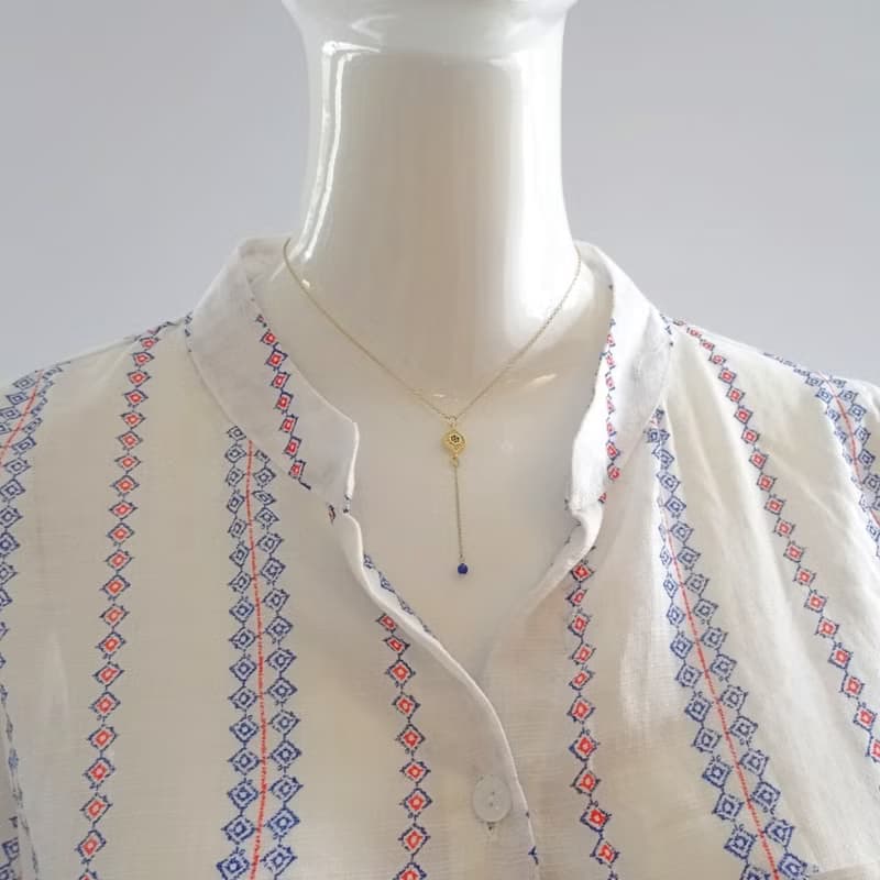 Evil Eye 鋯石 青金石 14K GF 包金項鍊 鎖骨鍊 Y字鍊 地中海之眼