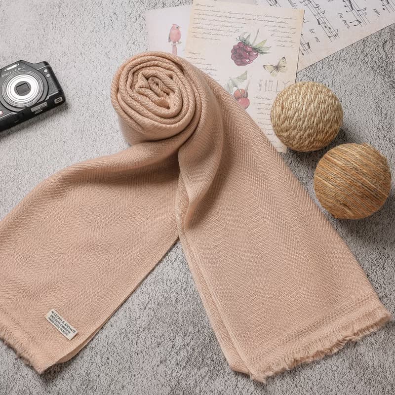 【窄版】喀什米爾羊毛圍巾 經典黑白格紋 脖圍 手工機織