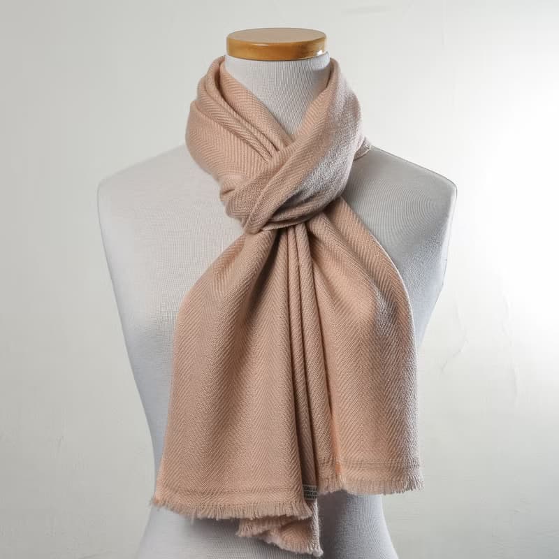 【窄版】喀什米爾羊毛圍巾 經典黑白格紋 脖圍 手工機織