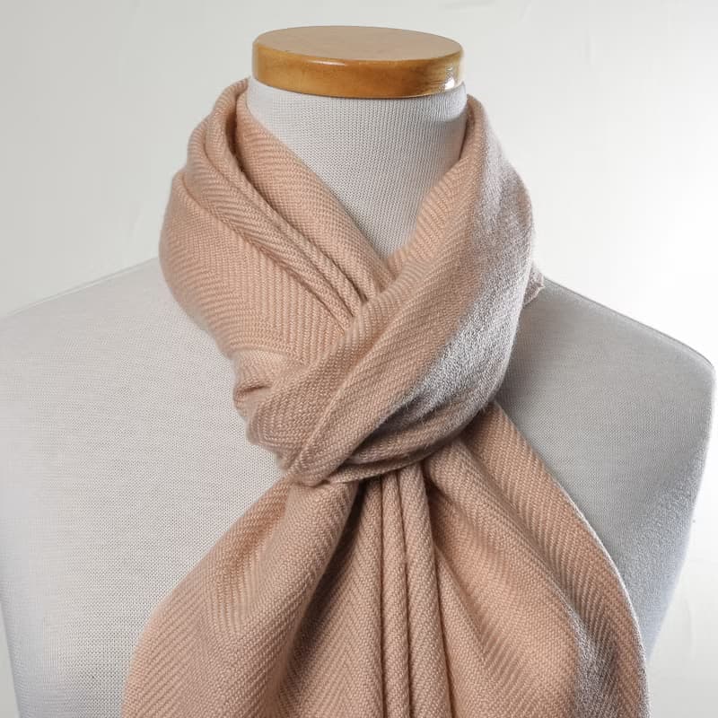 【窄版】喀什米爾羊毛圍巾 經典黑白格紋 脖圍 手工機織