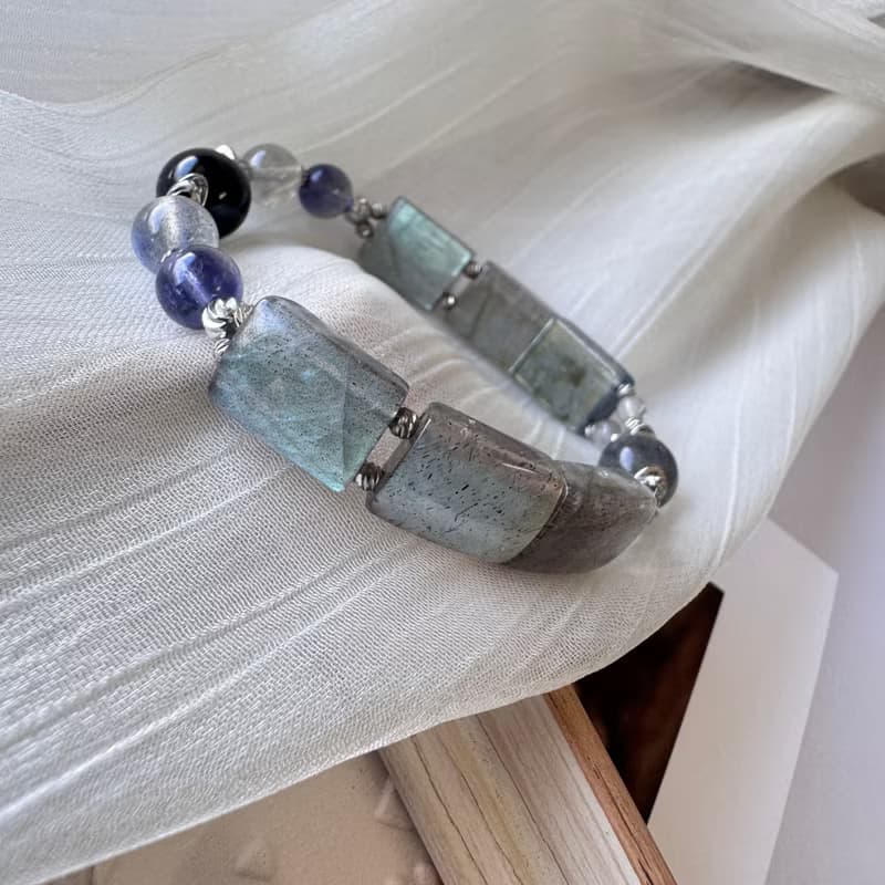 拉長石手排設計 堇青石 金運石 招財助事業人際