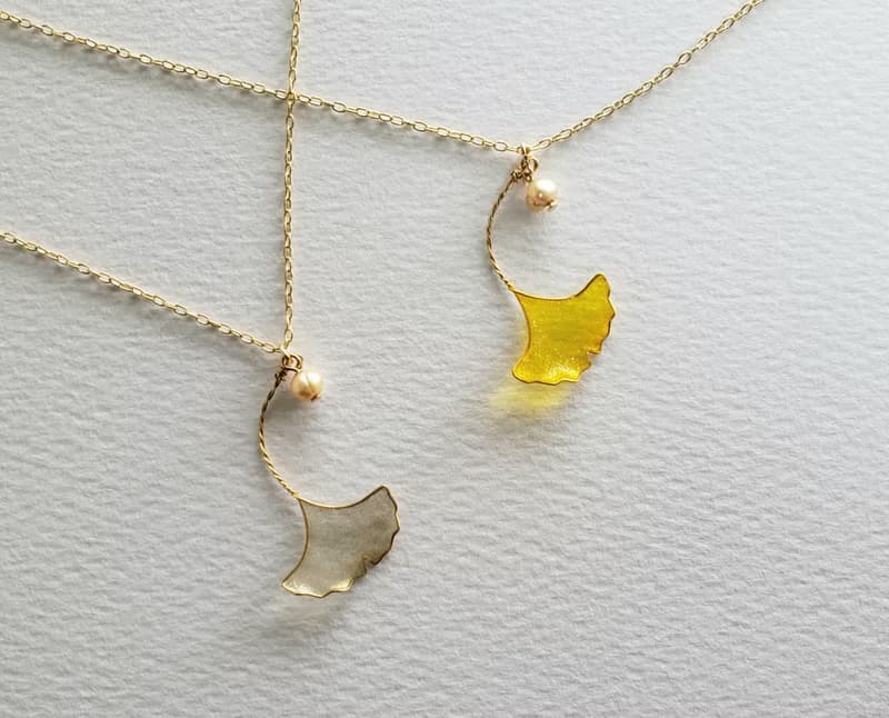 銀杏のシンプルネックレス　イエロー or ゴールド