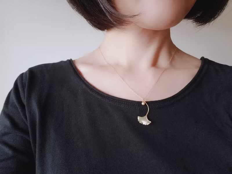 銀杏のシンプルネックレス　イエロー or ゴールド