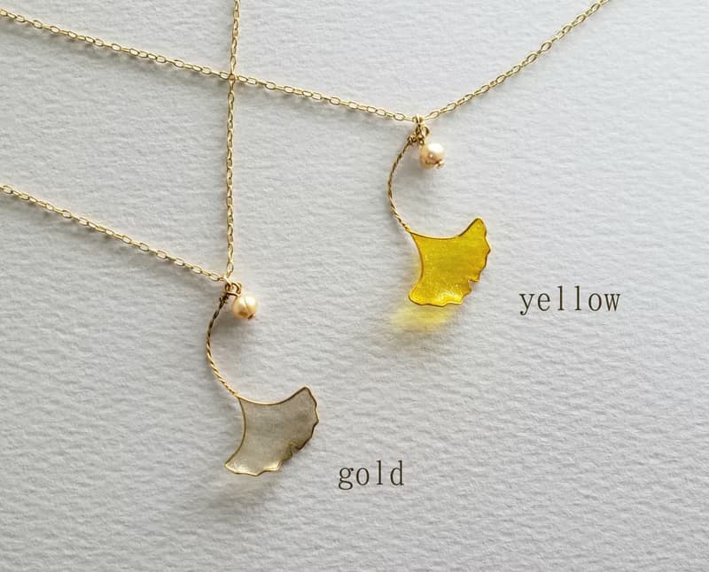 銀杏のシンプルネックレス　イエロー or ゴールド