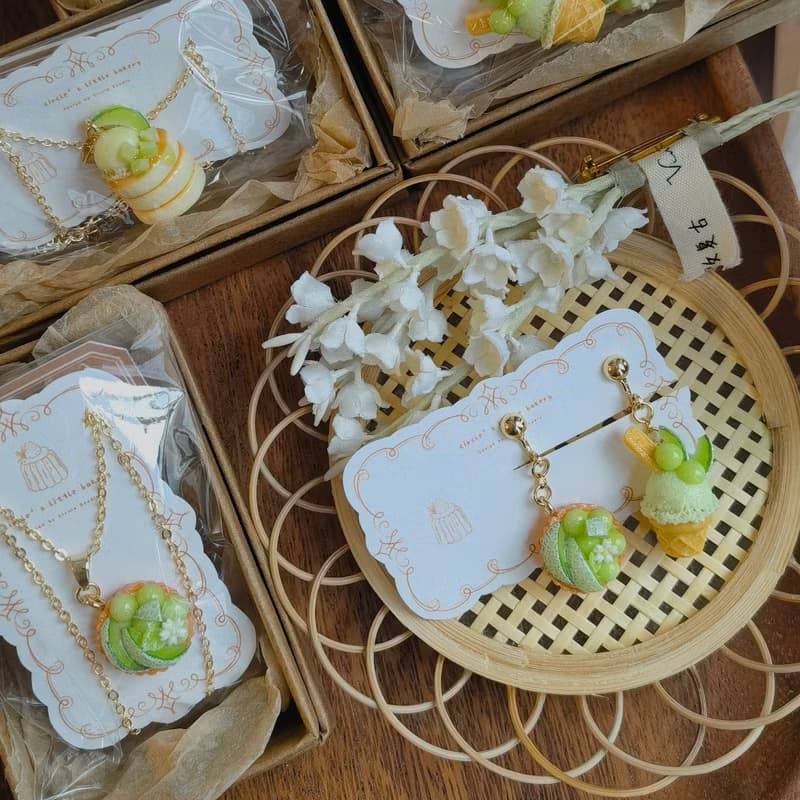 circle黏土手作蜜瓜青提綠仙女顯瘦甜妹無耳洞耳夾小眾創意髮夾