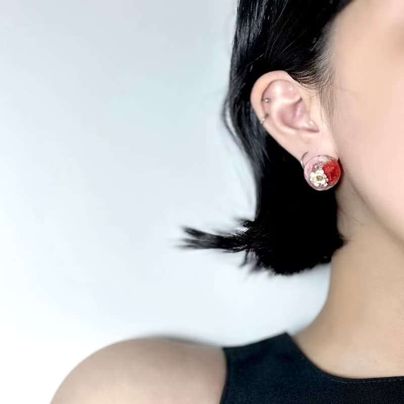 胭枳 • 押花手工耳環