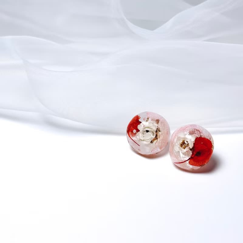 胭枳 • 押花手工耳環