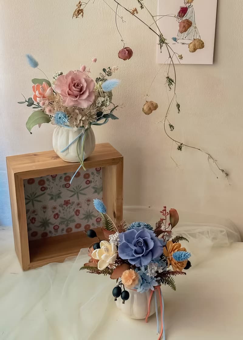 童話風 永生小盆花 復古色 開幕花禮