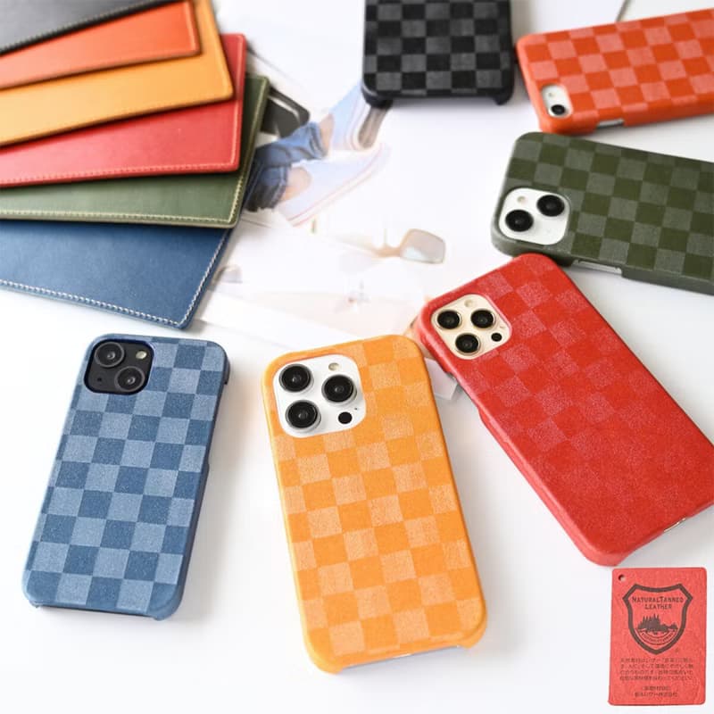 全機種対応 まるっと 市松 本革 スマホケース メンズ レザー 栃木レザー プレゼント ギフト 父の日 BF05M