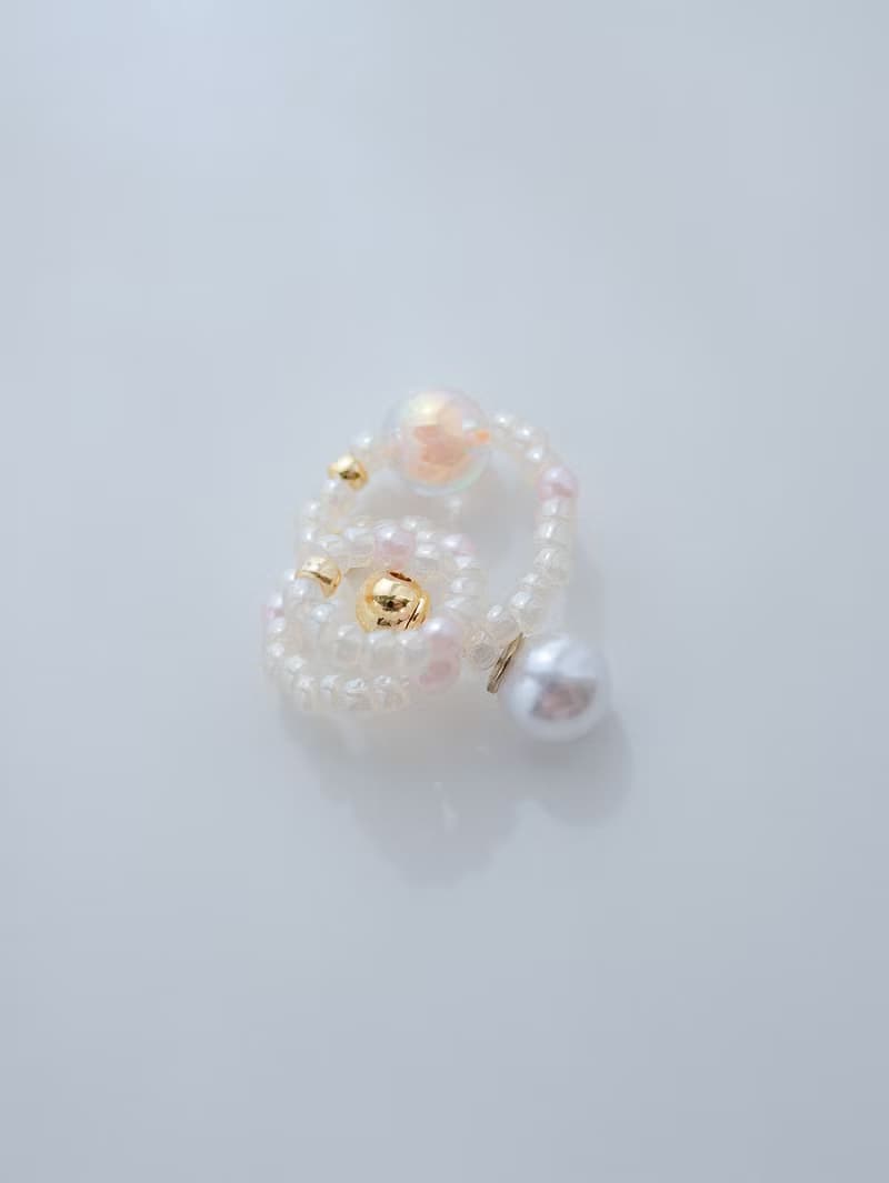 FLOAT - 橘色蘇打 * 珍珠 琉璃珠 日系 18K金色 透明系 耳環