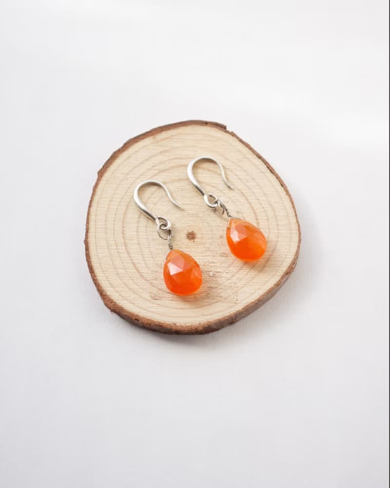 Carnelian Teardrop Earrings, 925 Silver, Virgo stone, Halloween Gift, Leo Gem