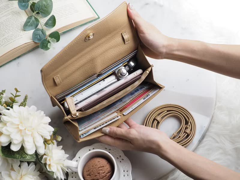 Irene (Beige) :  Multi-function bag, clutch , long wallet, mini crossbody