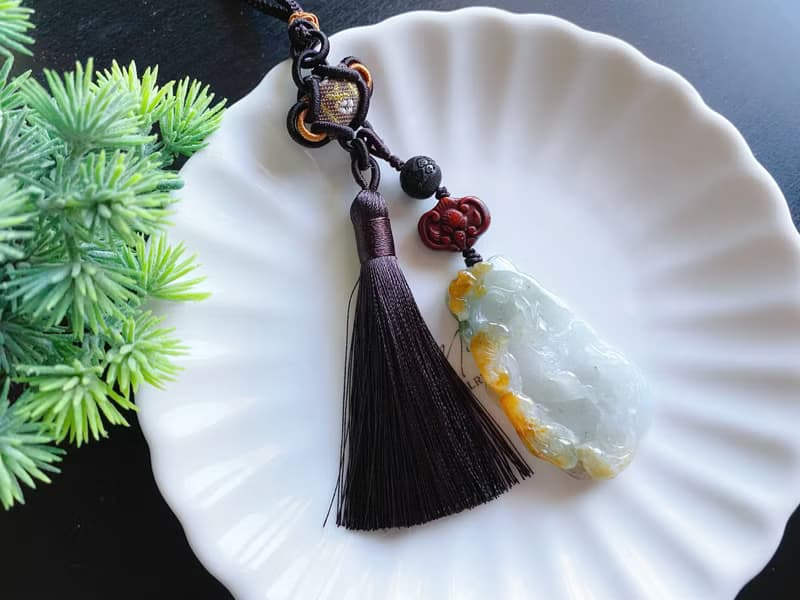 天然緬甸玉翡翠 黃翡 蝙蝠 鯉魚 包掛 財多富裕 富貴有餘 禮物