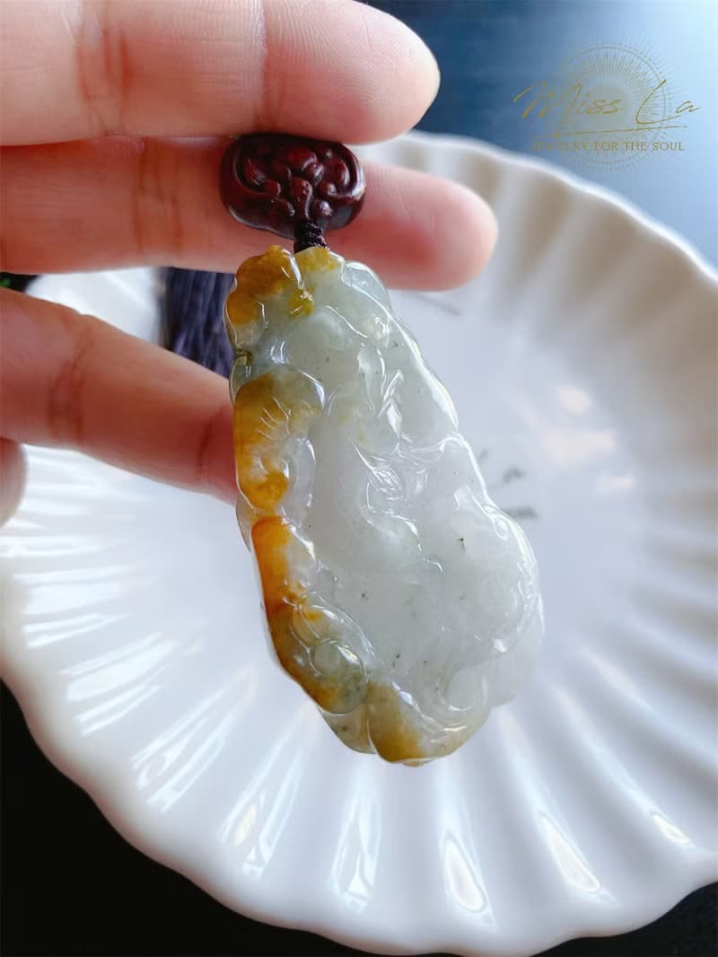 天然緬甸玉翡翠 黃翡 蝙蝠 鯉魚 包掛 財多富裕 富貴有餘 禮物