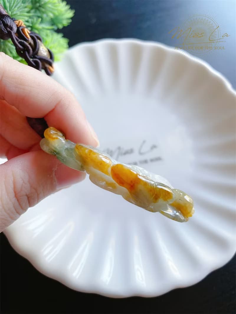 天然緬甸玉翡翠 黃翡 蝙蝠 鯉魚 包掛 財多富裕 富貴有餘 禮物