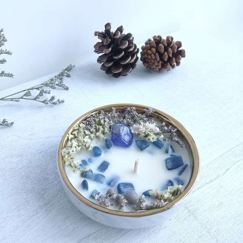 獨家 - 青金石 大理石碗 50g / 250g 大豆蠟香氛蠟燭 天然晶石