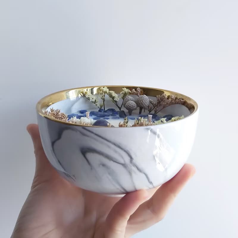 獨家 - 青金石 大理石碗 50g / 250g 大豆蠟香氛蠟燭 天然晶石