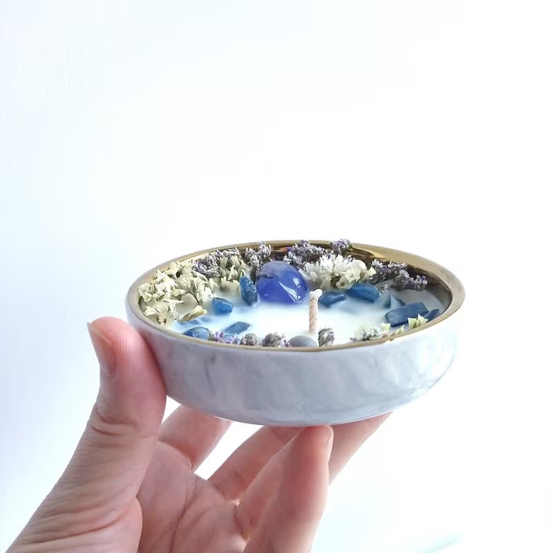 獨家 - 青金石 大理石碗 50g / 250g 大豆蠟香氛蠟燭 天然晶石