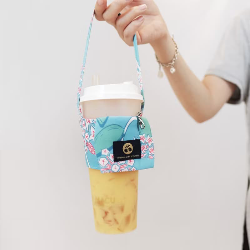 無塑生活 環保飲料提袋 隨身鑰匙圈手搖杯套-毬蘭 西瓜 愁刀魚