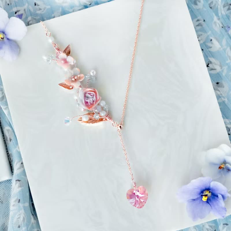 ZODIAC: 水瓶 X 庭園玫瑰 / 如水925銀鍍玫瑰金活動項鍊