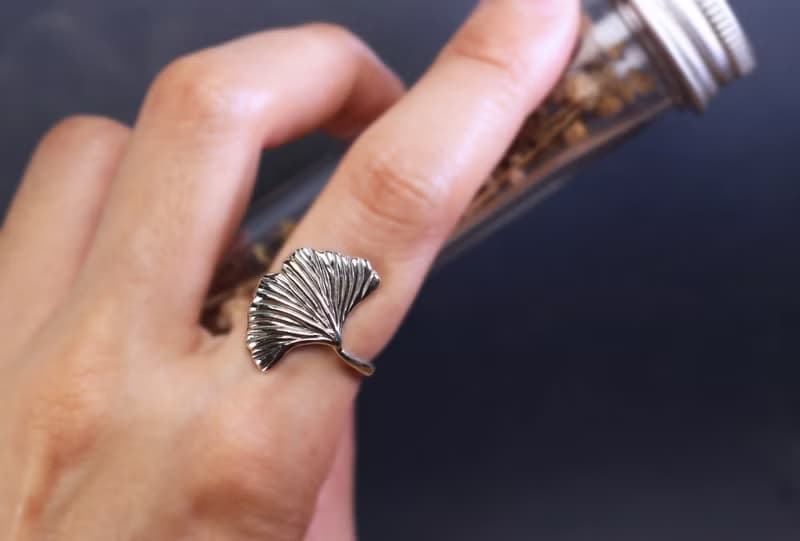 手繪系列-銀杏設計925銀戒