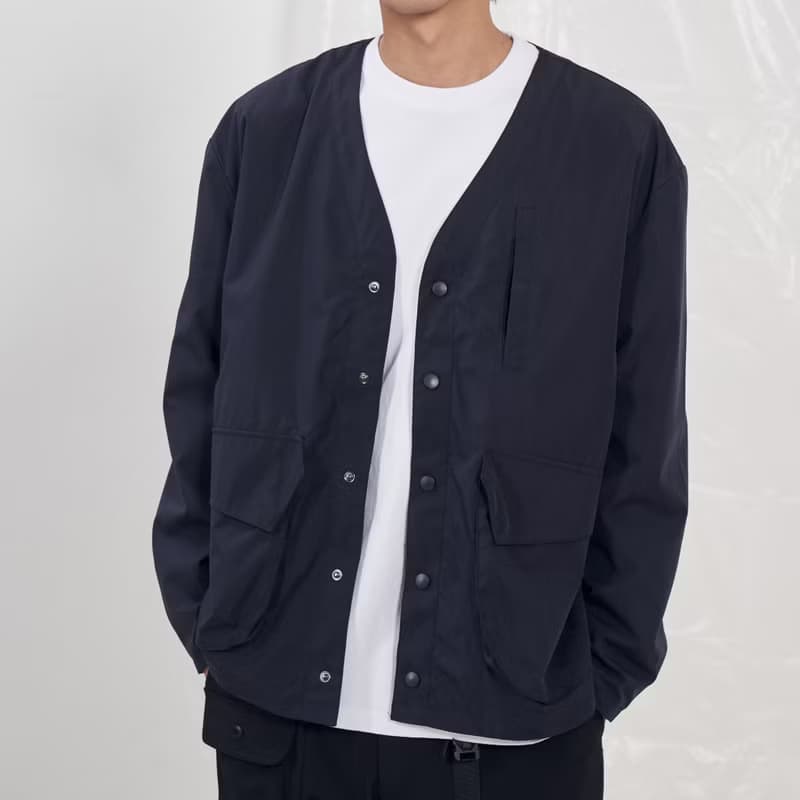 立體口袋開襟外套 3D Pocket Jacket/無領款式/防潑水材質/機能