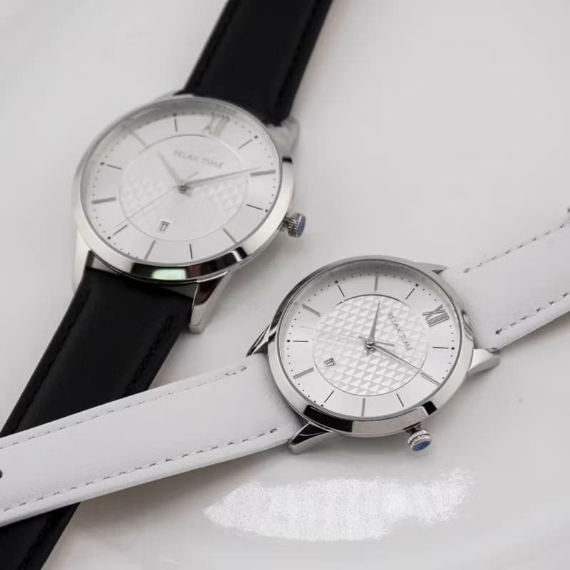 RELAX TIME 石英款 立體格紋時尚男錶 -白×黑 (RT-118-1M) 42mm