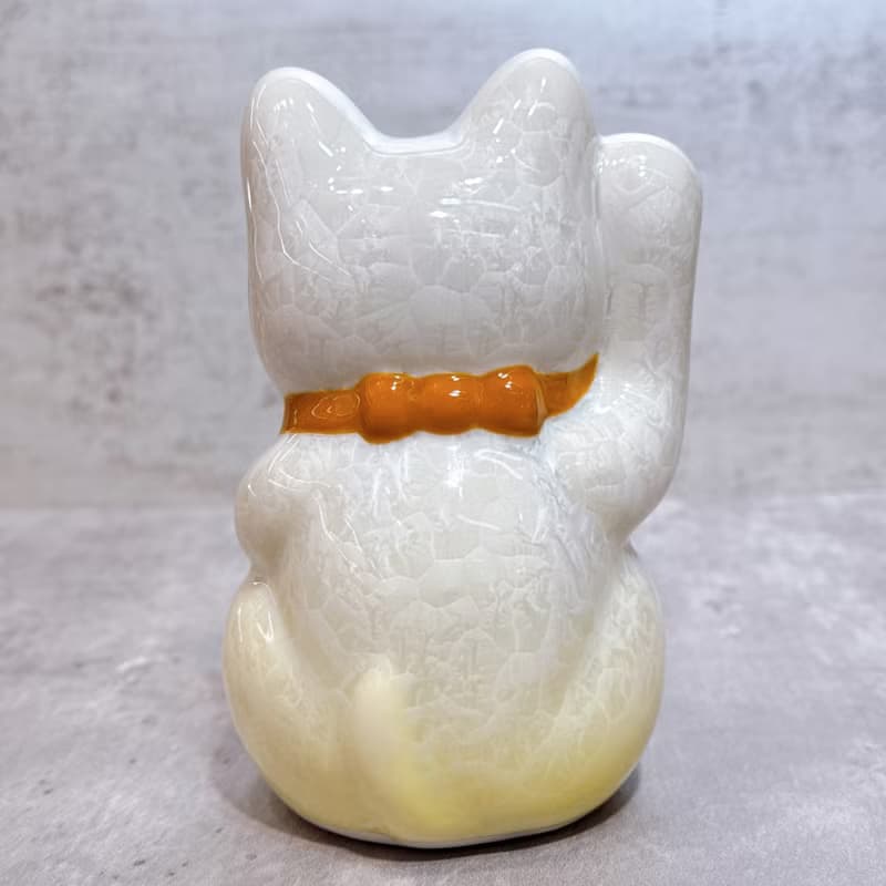 【黃瑞納壽】日本清水燒招財貓 | 花結晶 黃白 - 健康 右