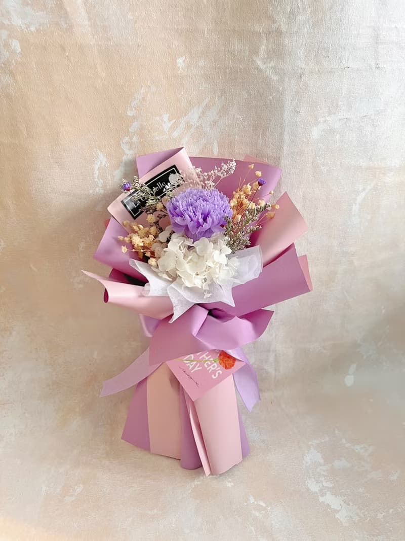 只限香港 母親節花束系列 小心意 紫色 康乃馨 永生花 保鮮花