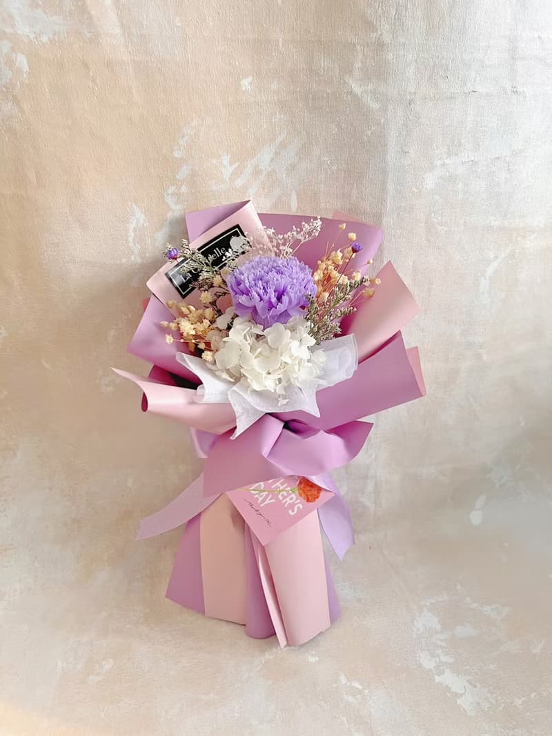 只限香港 母親節花束系列 小心意 紫色 康乃馨 永生花 保鮮花